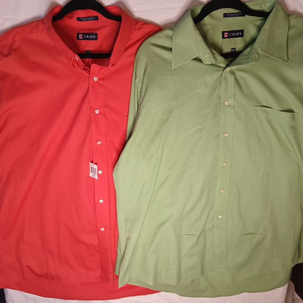 Lot Of Two Men's Chaps Long Sleeve Button Up. Xxl. One New With Tag.